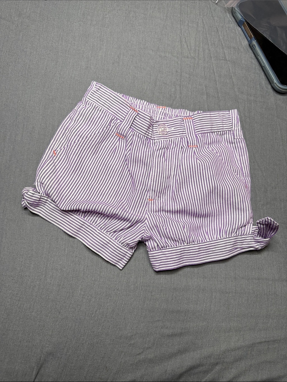 U.S. Polo Assn. Purple and White Pinstriped Roll-Cuff Jean Shorts